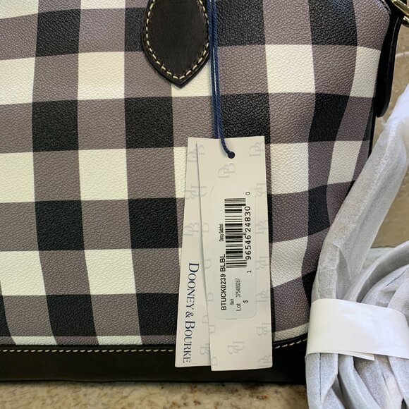 Dooney & Bourke Black & White Check Darcy Satchel NWT - Picture 3 of 11